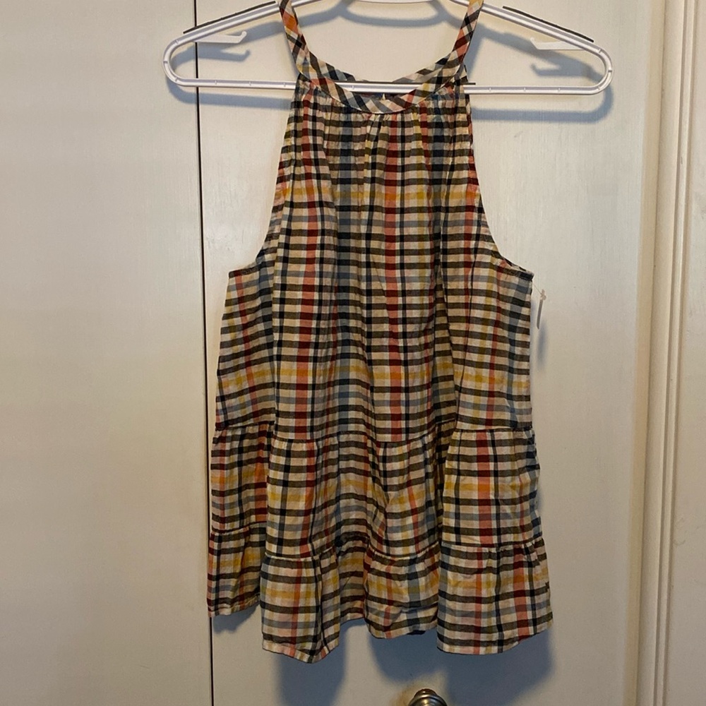 Loft Tier Plaid Tank Top Women’s Small